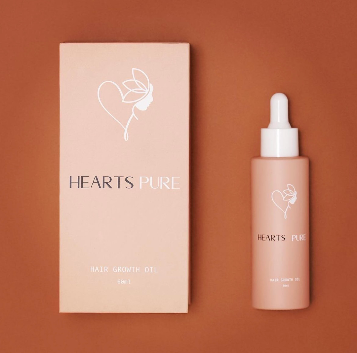Hearts Pure Hair Growth Oil packaging alternate angle